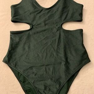 Aerie Dark Green Cutout One Piece Swimsuit